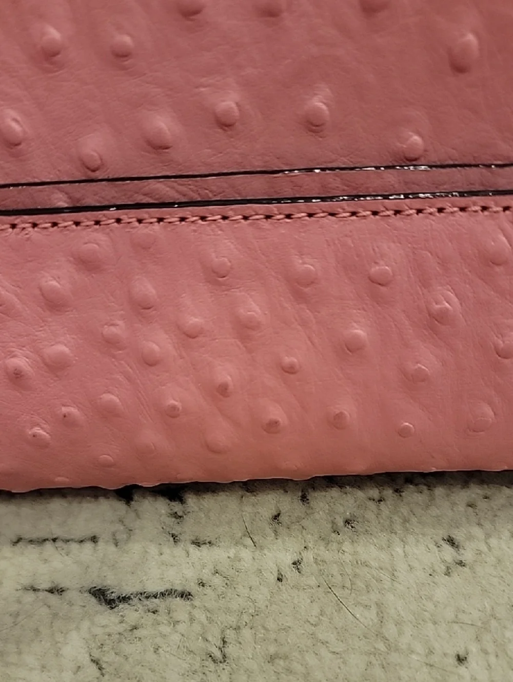 kate spade Ostrich-Embossed Pink Dome Satchel with Strap